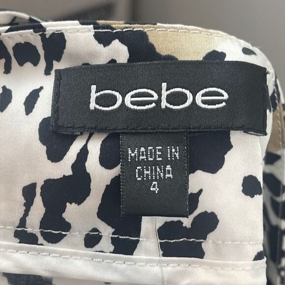 Bebe Short Women's 4 White Black Leopard Into The Wild Belt Tie Night Out NWT - Picture 8 of 10